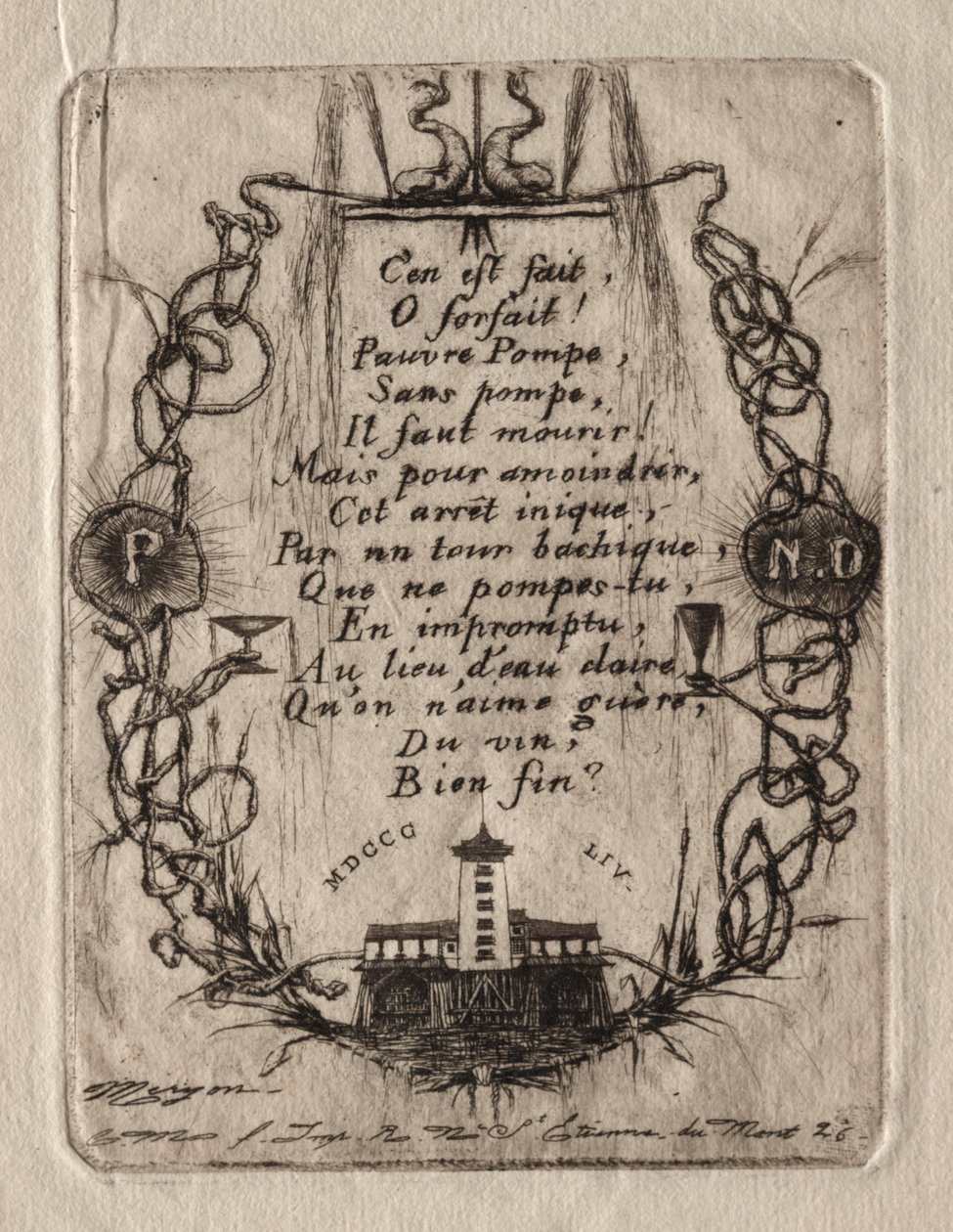 Lepty Paříže: Pumpa Notre Dame, Malý talíř, 1854. od Charles Meryon