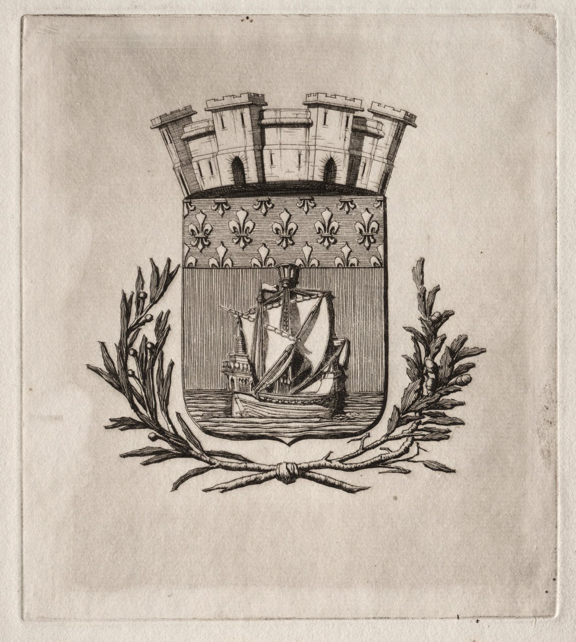 Etchings of Paris: The Symbolical Arms of the City of Paris, 1854. od Charles Meryon