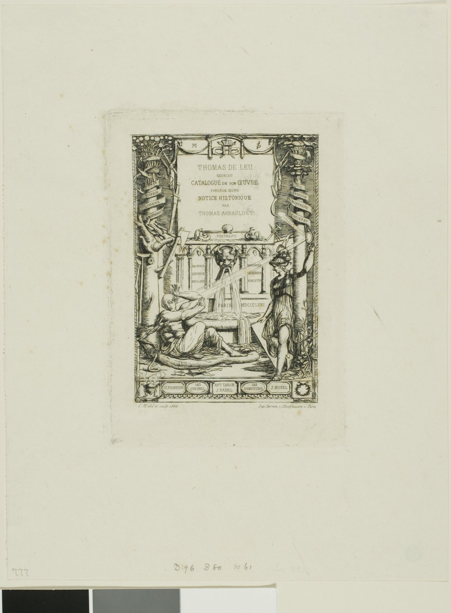 Frontispis katalogu díla Thomase De Leu od Charles Meryon