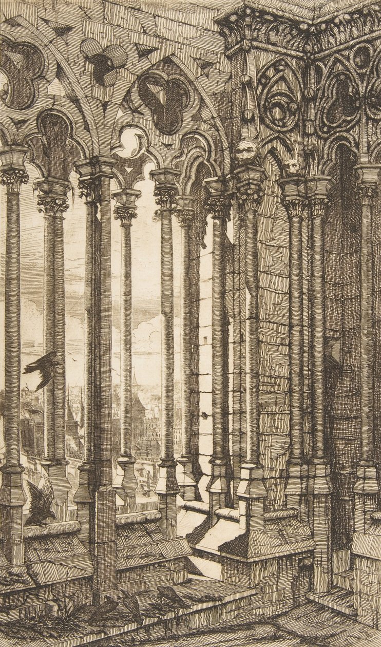 Galerie, katedrála Nôtre-Dame, Paříž, 1853. od Charles Meryon