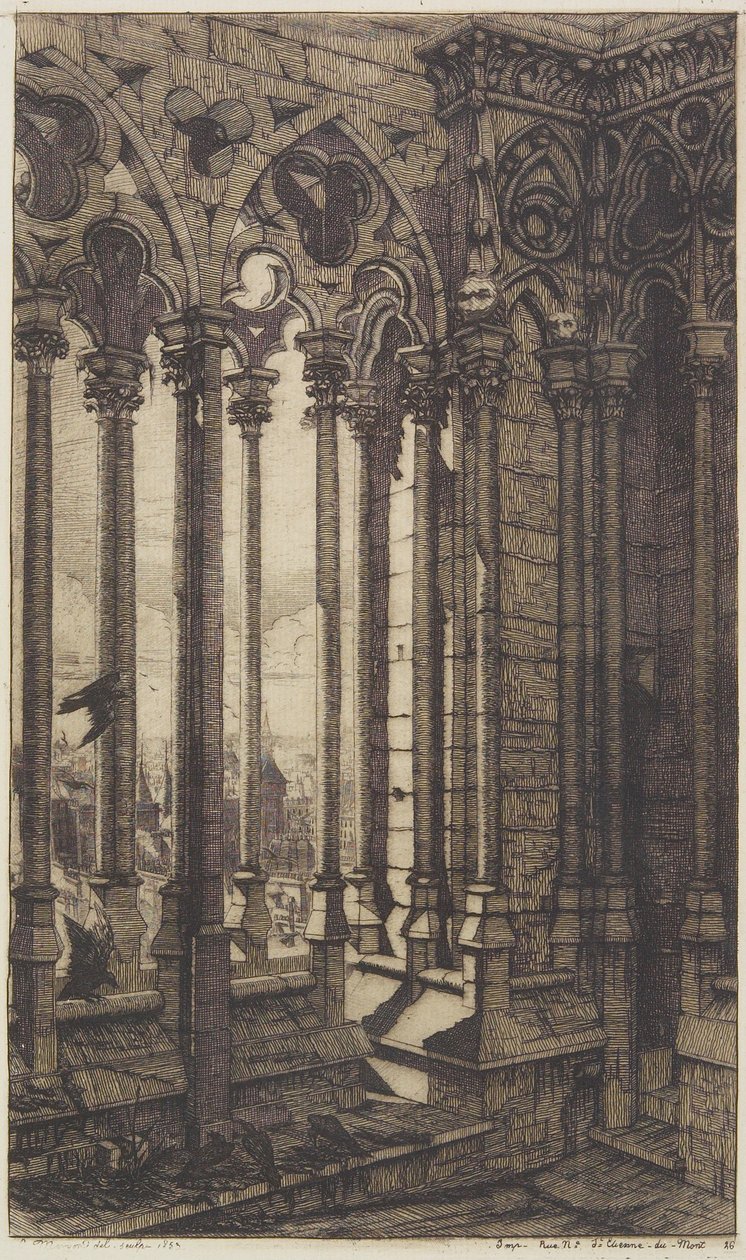 Galerie katedrály Notre-Dame od Charles Meryon