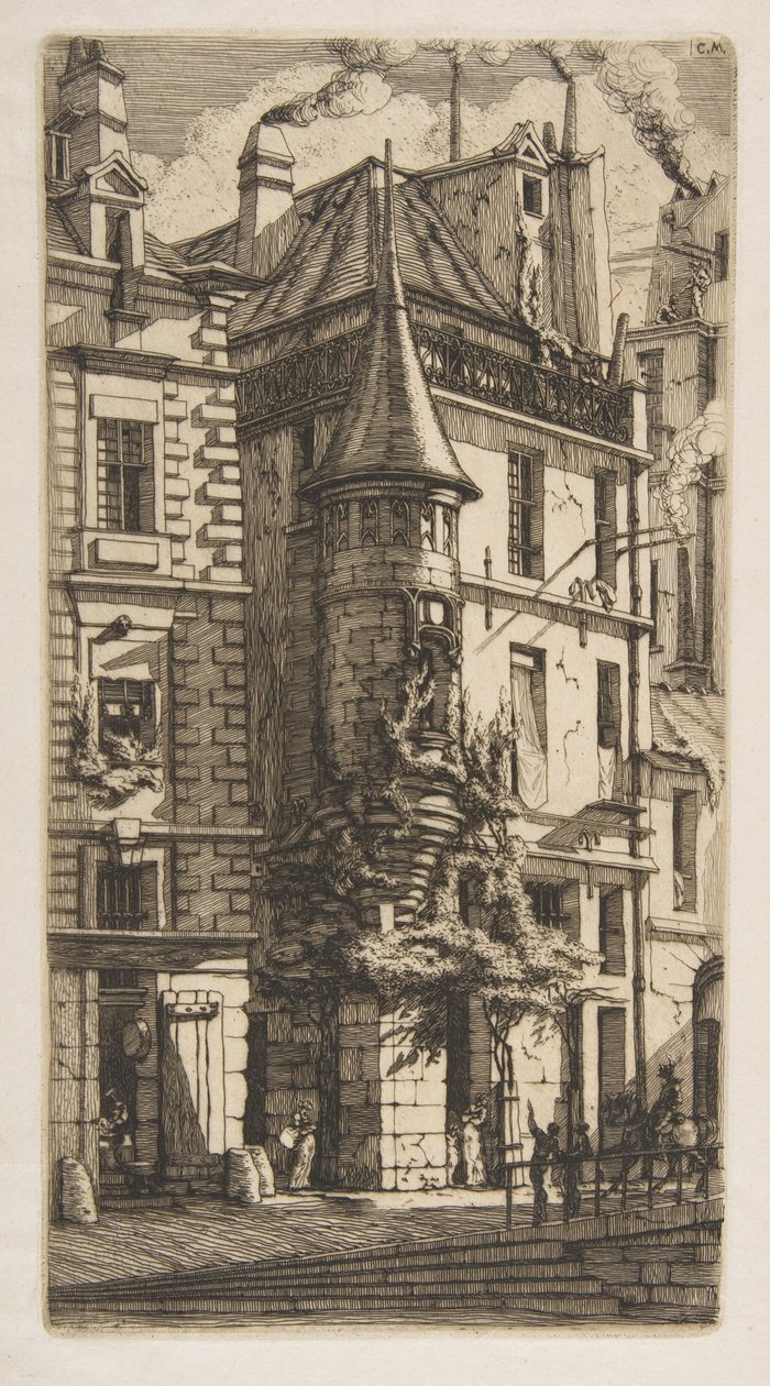 Dům s věžičkou, rue de la Tixéranderie, Paříž od Charles Meryon