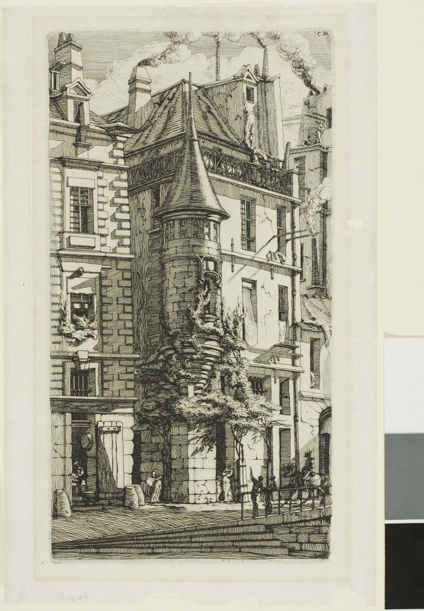 Dům s věžičkou, rue de la Tixéranderie od Charles Meryon