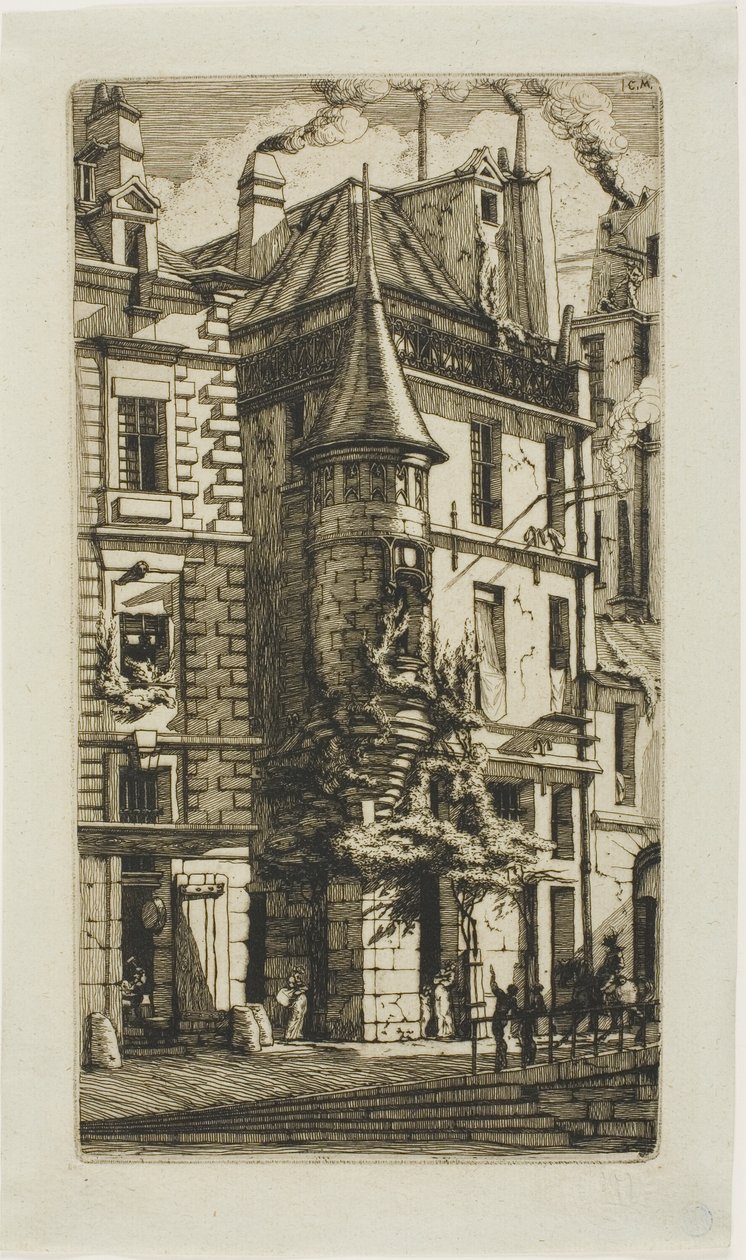 Dům s věžičkou, rue de la Tixéranderie od Charles Meryon