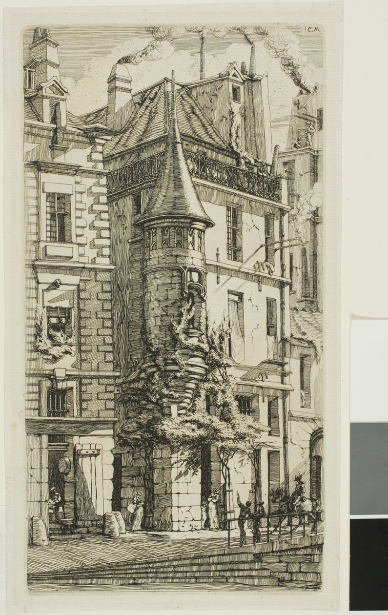 Dům s věžičkou, rue de la Tixéranderie od Charles Meryon