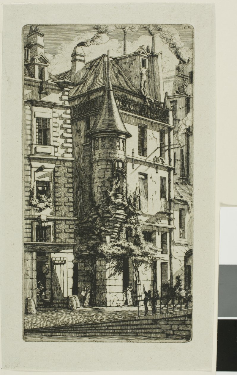Dům s věžičkou, rue de la Tixéranderie od Charles Meryon