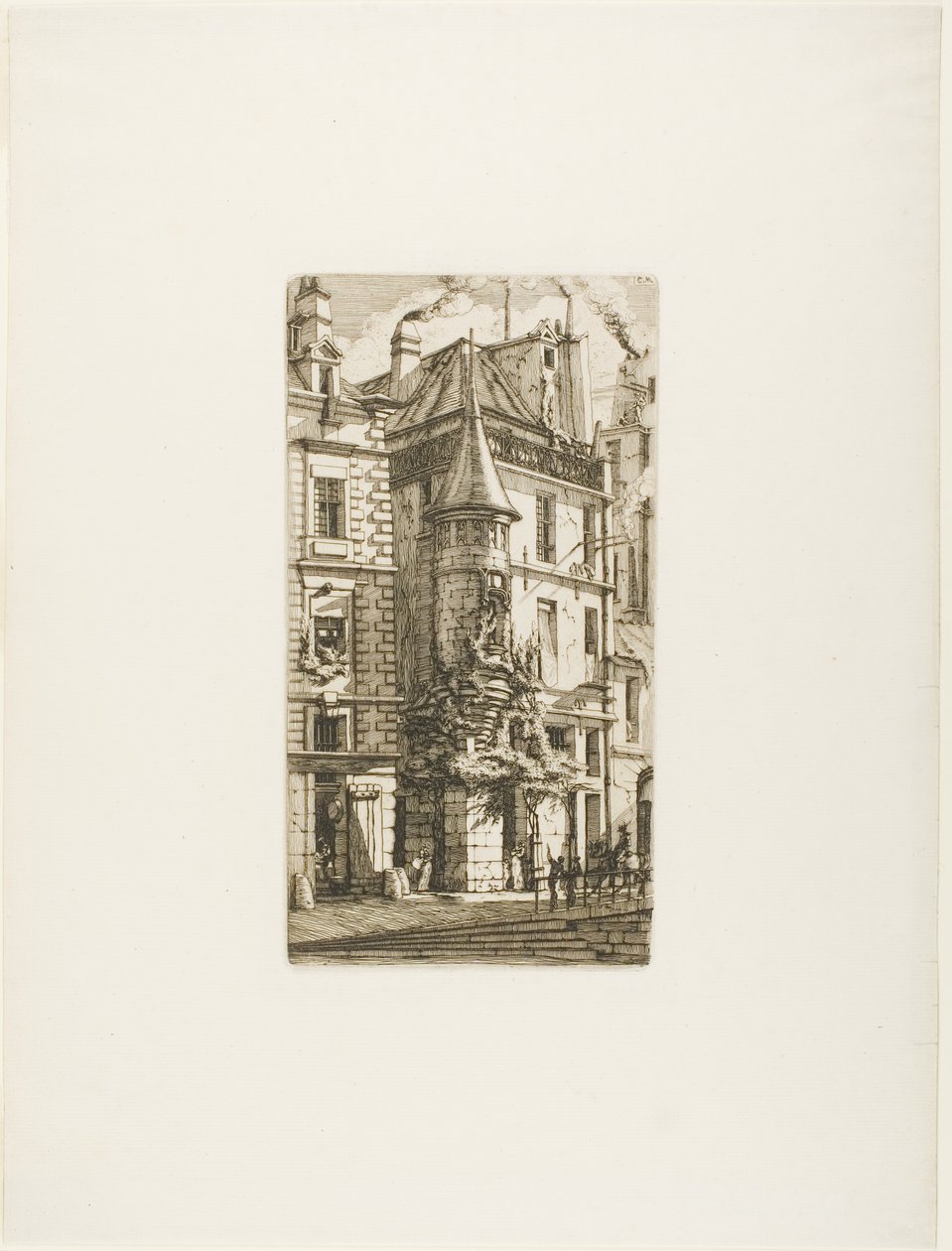Dům s věžičkou, rue de la Tixéranderie od Charles Meryon