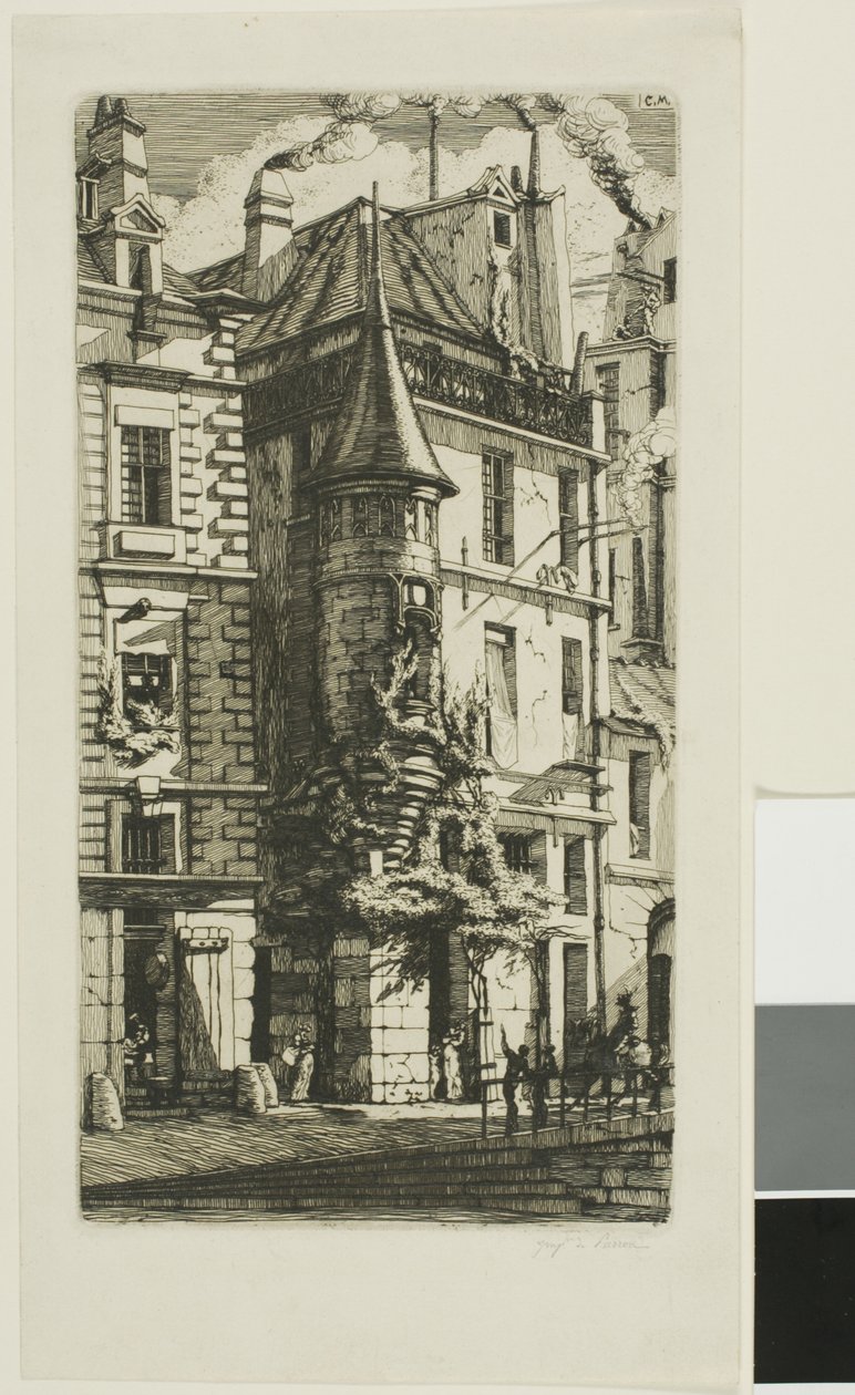 Dům s věžičkou, rue de la Tixéranderie, Paříž od Charles Meryon