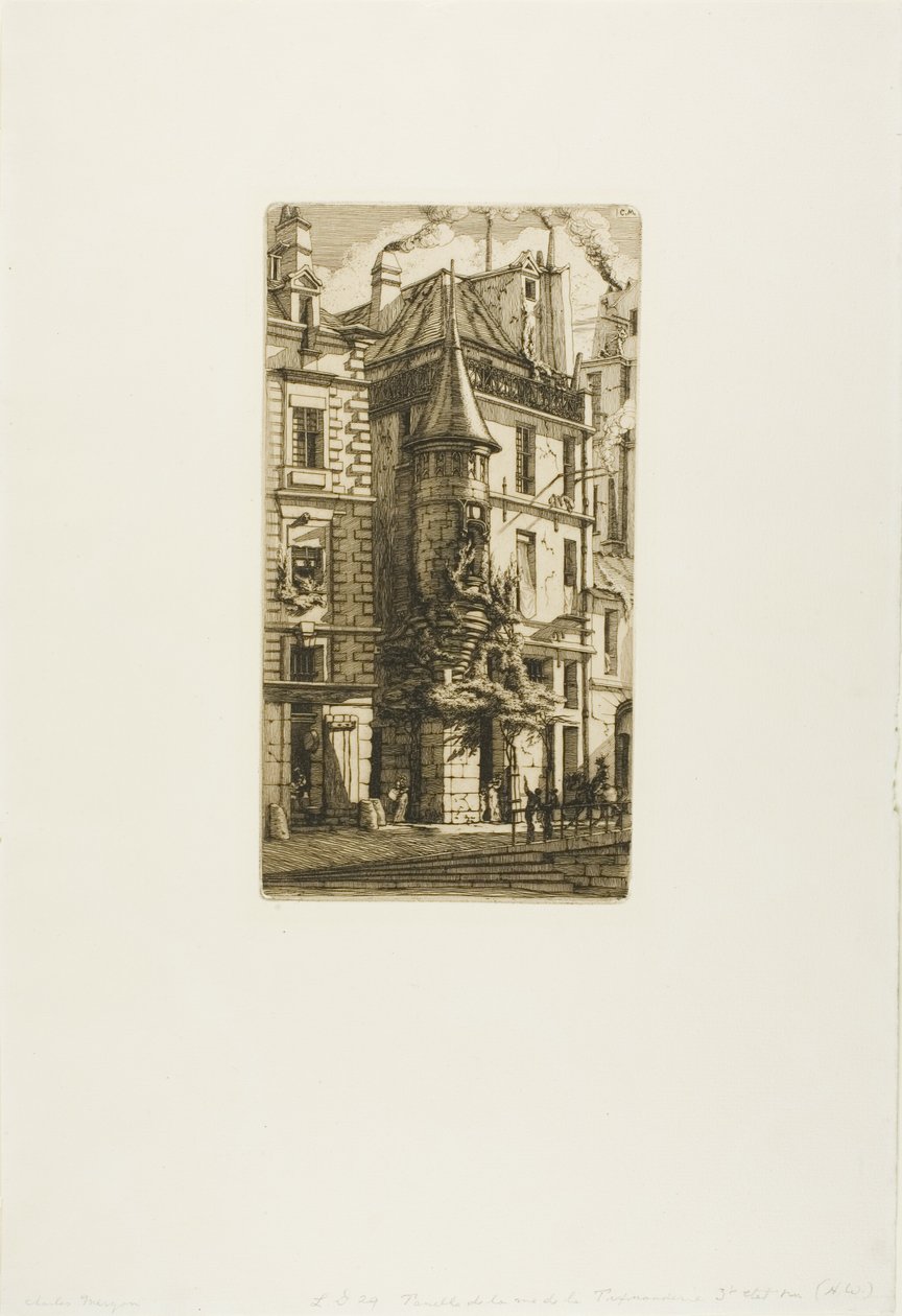 Dům s věžičkou, rue de la Tixéranderie, Paříž od Charles Meryon