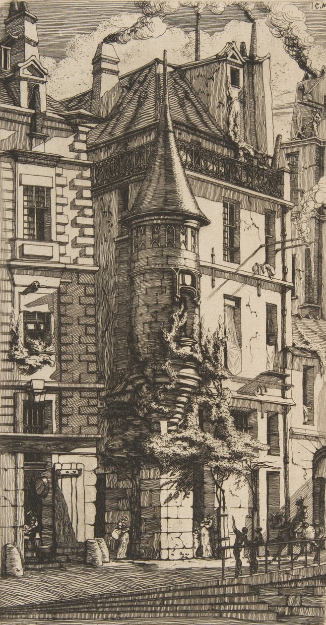 Dům s věžičkou, rue de la Tixéranderie, Paříž, 1852. od Charles Meryon