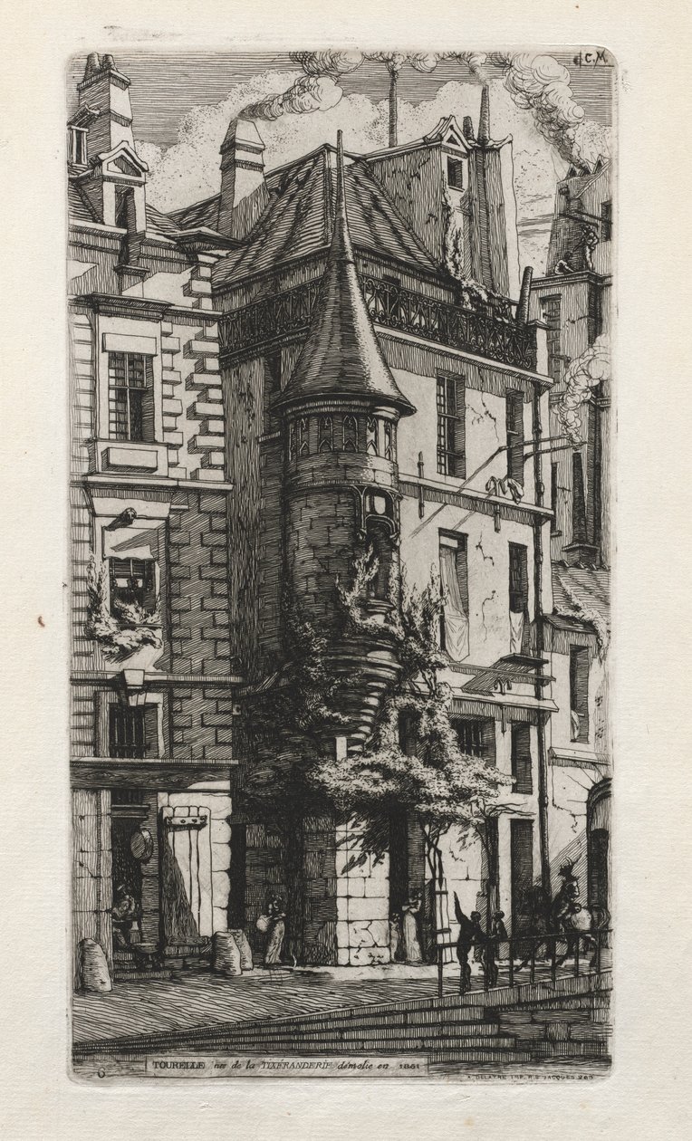 Dům s věžičkou, rue de la Tixéranderie, Paříž, 1852. od Charles Meryon