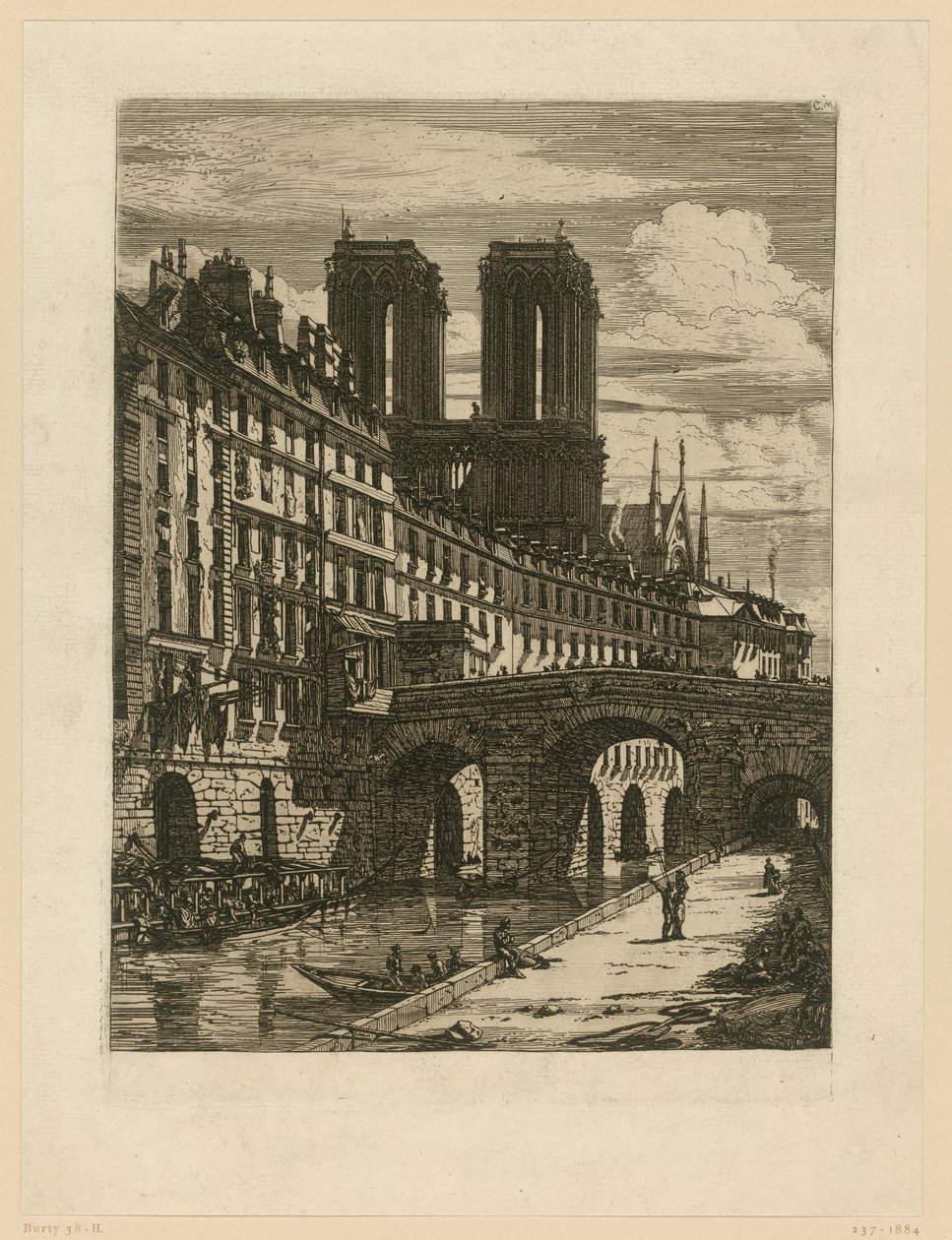 Tisk Rue neuve St Etienne-du-Mont od Charles Meryon