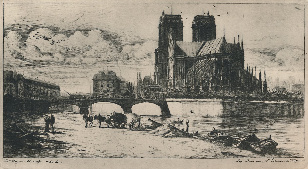 Apsida Notre-Dame De Paris 4. stát, 6 12 x 11 34 palců, 1854, 1927 od Charles Meryon