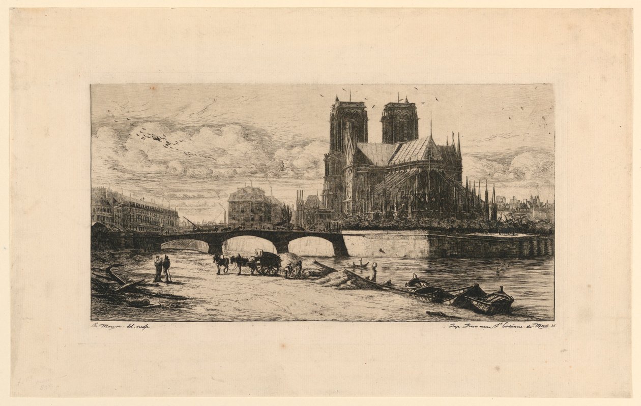 Apsida Notre Dame de Paris (Apsida Notre Dame, Paříž) od Charles Meryon