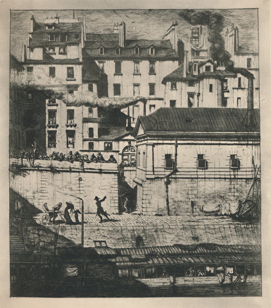 La Morgue 3rd State, 9 18 x 8 18 palců, 1854, 1927 od Charles Meryon