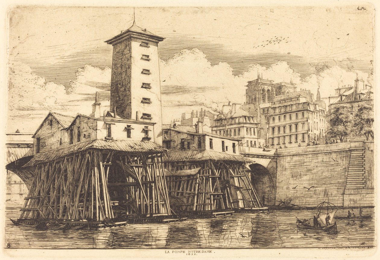 Notre Dame Pump, Paříž (Pumpa Notre Dame) od Charles Meryon