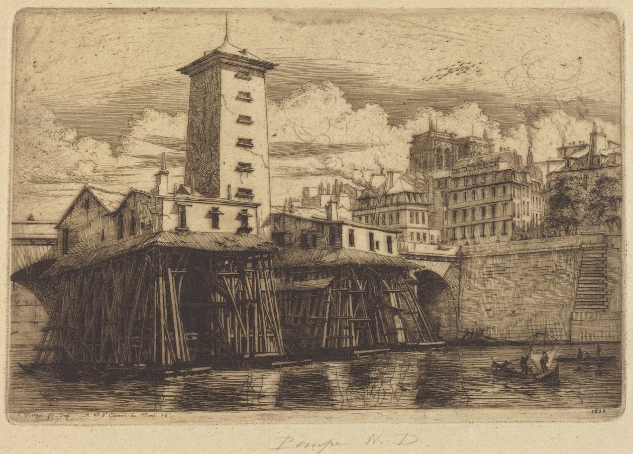 Pumpa u Notre-Dame, Paříž od Charles Meryon