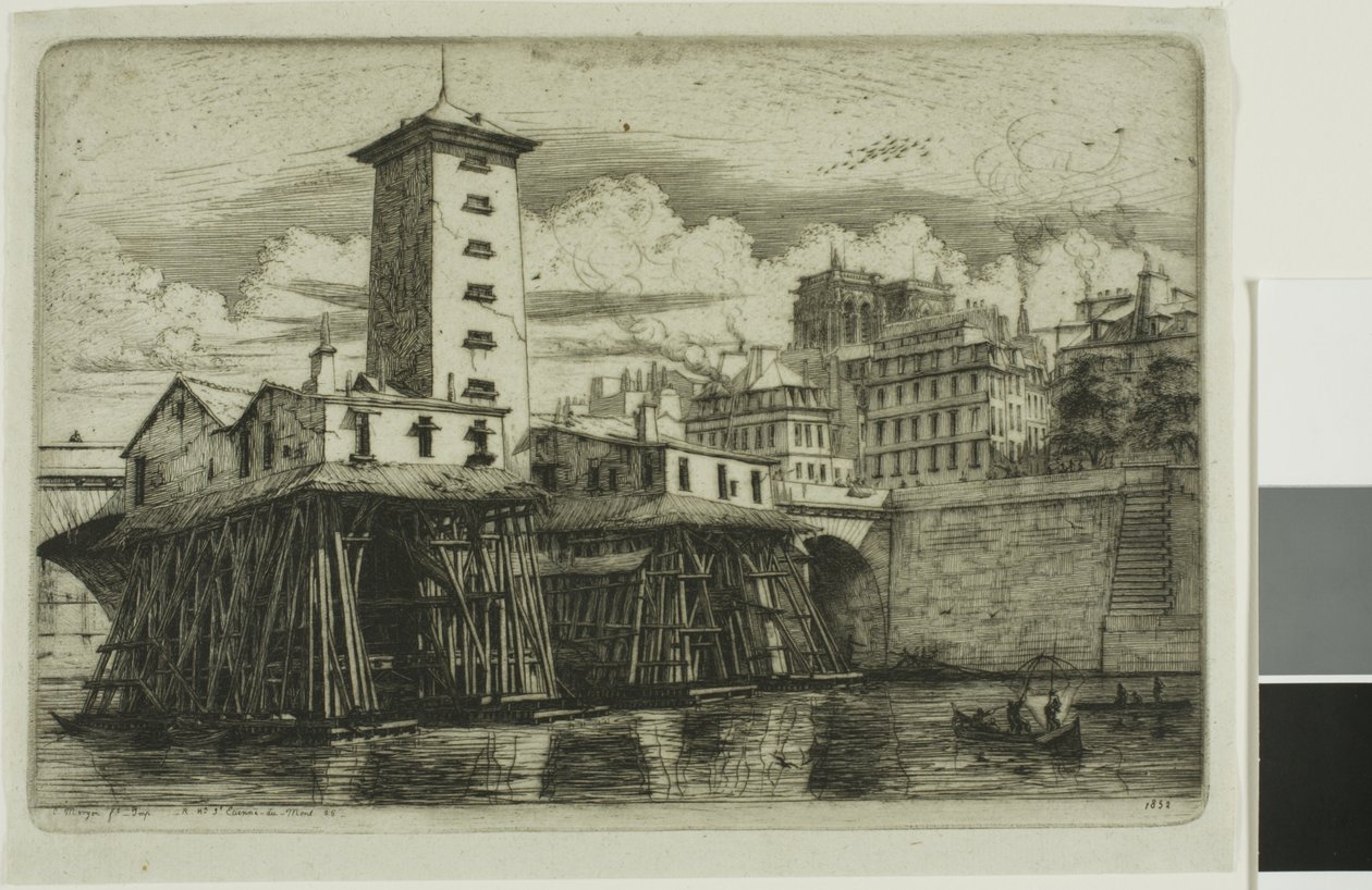 Notre-Dame Pump, Paříž od Charles Meryon