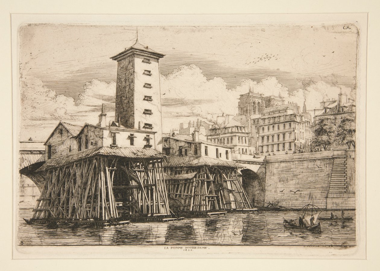 Pumpa Notre Dame, 1852 od Charles Meryon