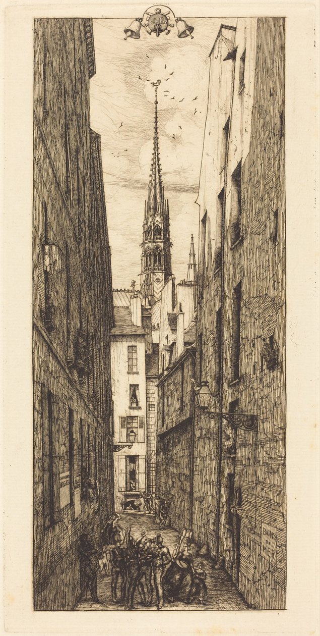 Rue des Chantres, Paříž (Chantrey Street, Paříž) od Charles Meryon
