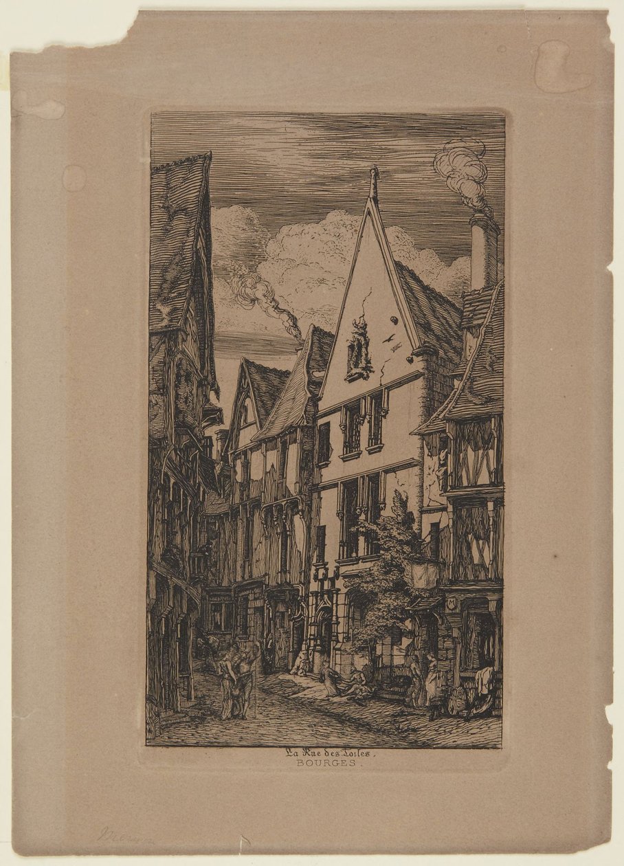 La Rue des Toiles, Bourges - 1853 od Charles Meryon