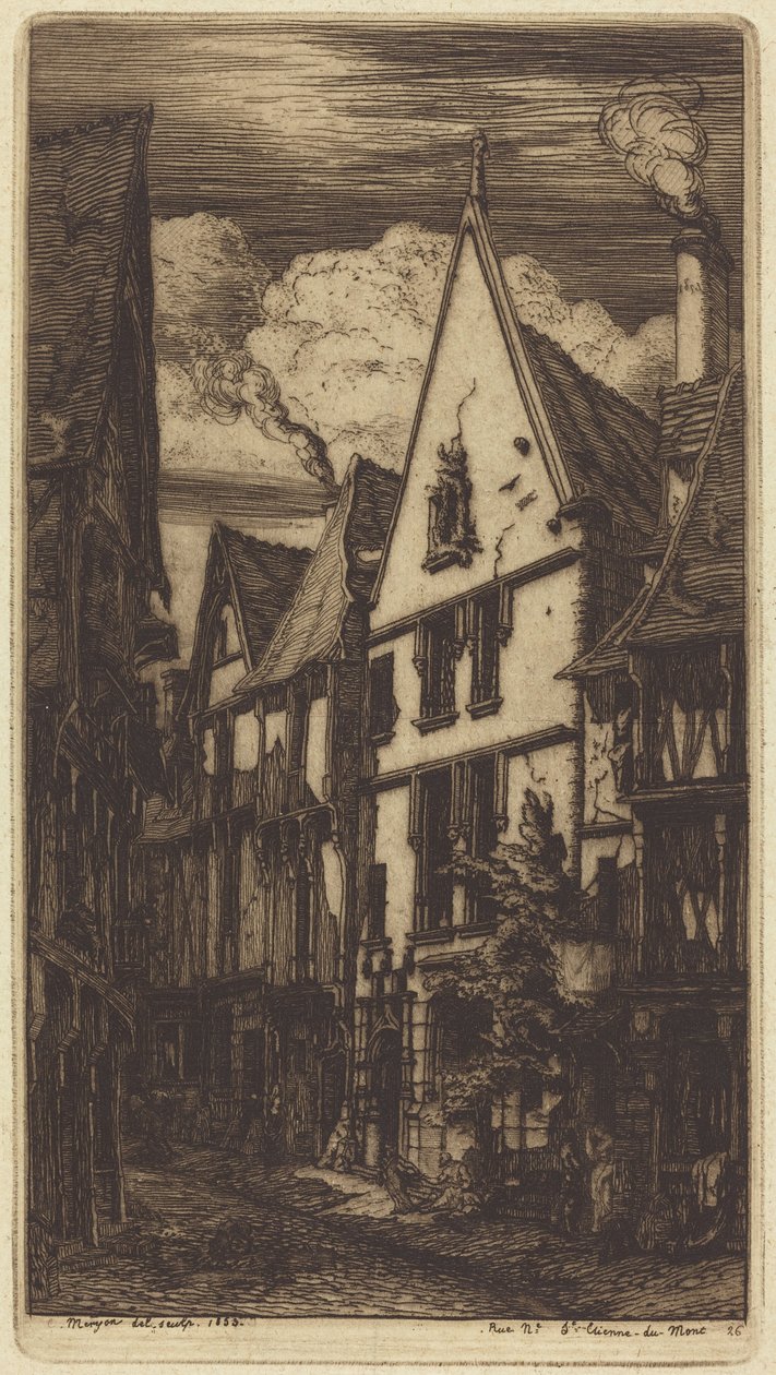 Ulice Rue des Toiles v Bourges od Charles Meryon