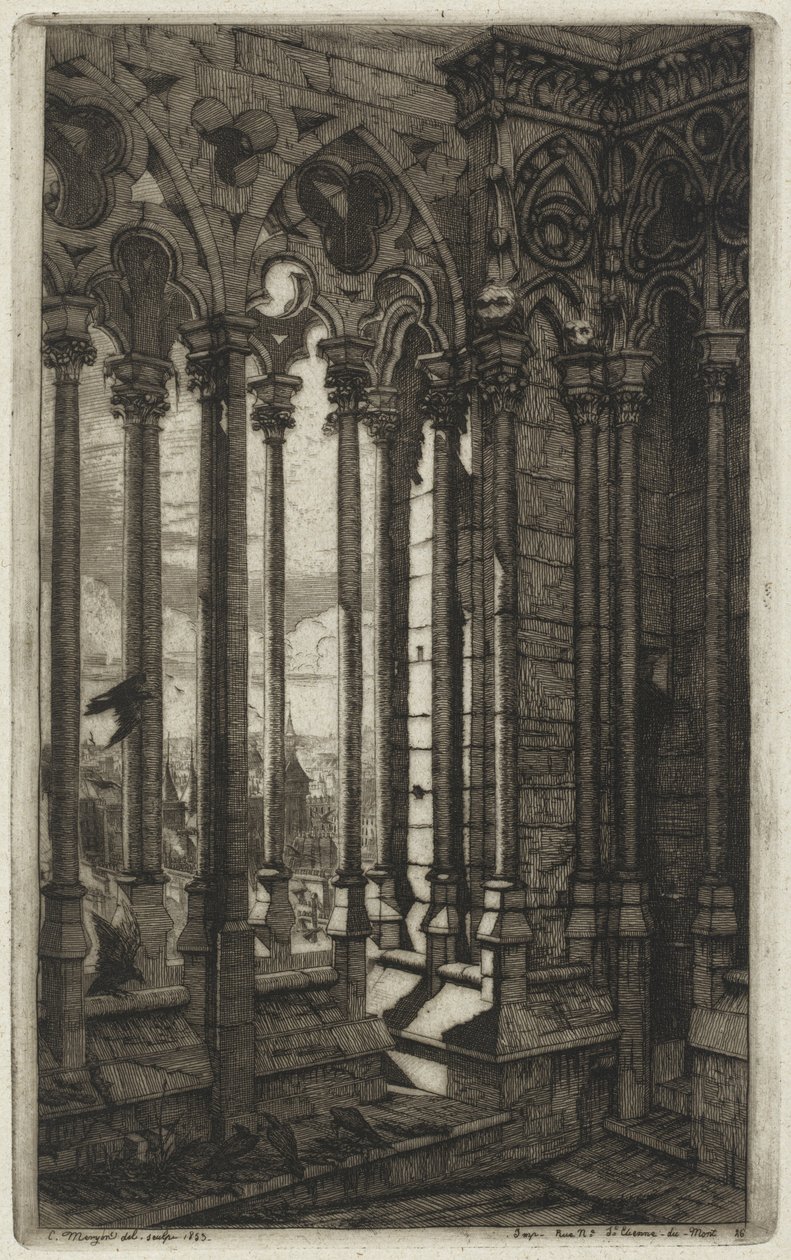 Galerie Notre-Dame, Paříž (The Gallery of Notre Dame, Paris) od Charles Meryon
