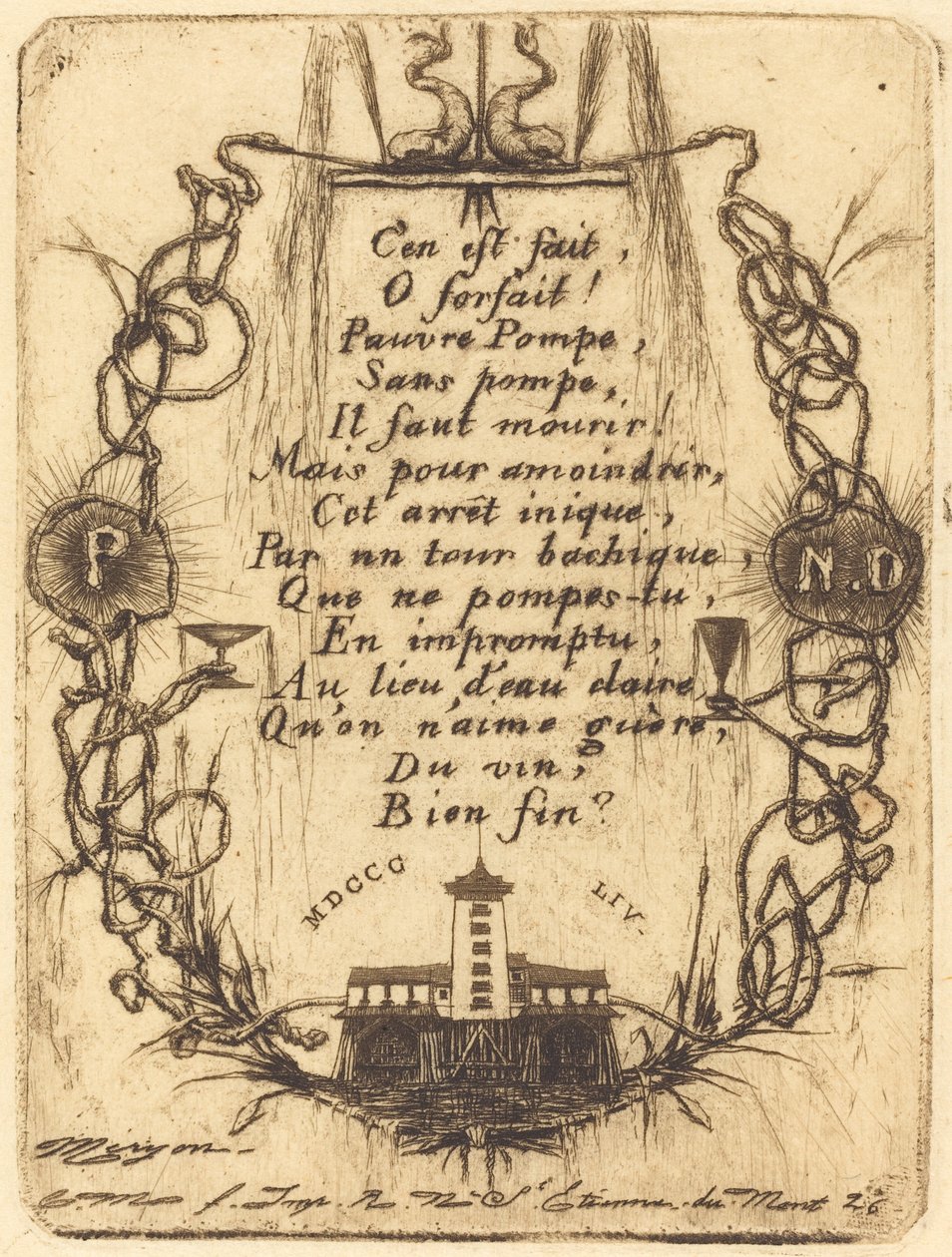 Malá pumpa, Paříž (Pumpa Notre Dame, malý talíř) od Charles Meryon