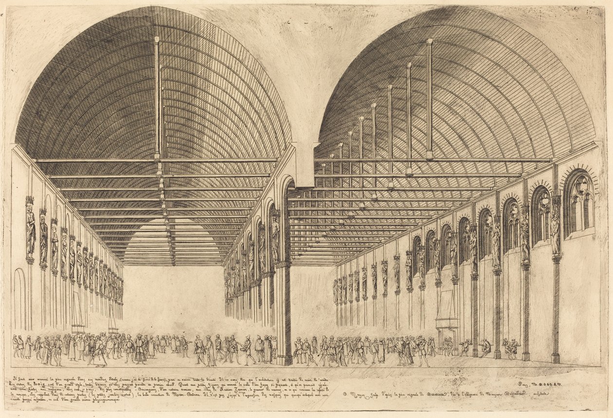 Salle des Pas-Perdus v bývalém Palais-de-Justice v Paříži (předsíň Justičního paláce, Paříž) od Charles Meryon