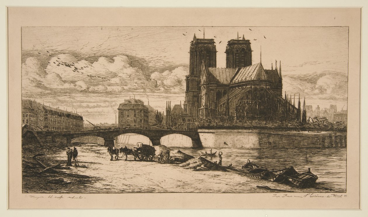 Apsida katedrály Notre-Dame od Charles Meryon