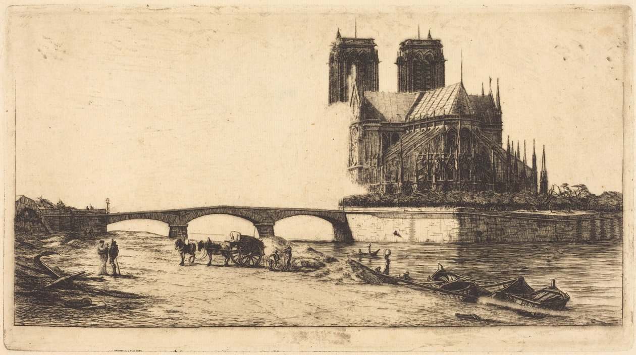 Apsida katedrály Notre-Dame v Paříži (The Apse of the Cathedral of Notre-Dame, Paris) od Charles Meryon