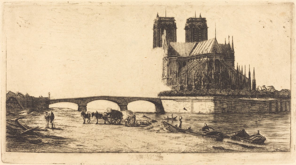 Apsida Notre-Dame de Paris (Apsis katedrály Notre-Dame, Paříž) od Charles Meryon