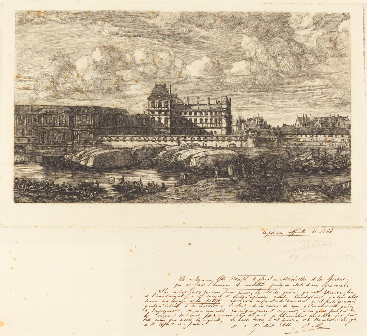 Starý Louvre, z obrazu od Zeemana, 1651 od Charles Meryon