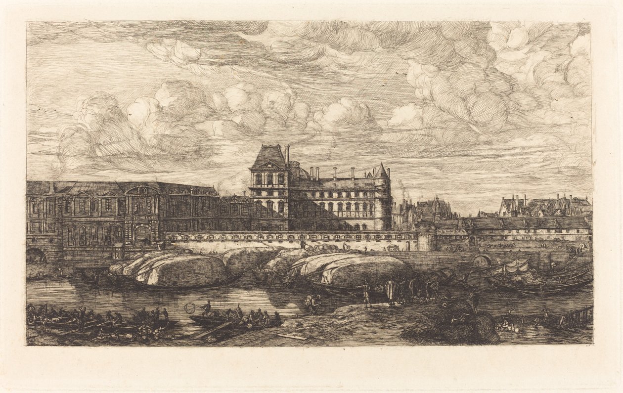 Starý Louvre, z obrazu od Zeemana, 1651 od Charles Meryon