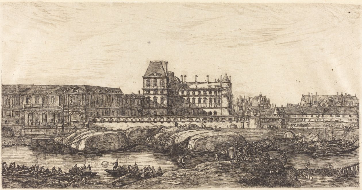 Starý Louvre, z obrazu od Zeemana, 1651 od Charles Meryon