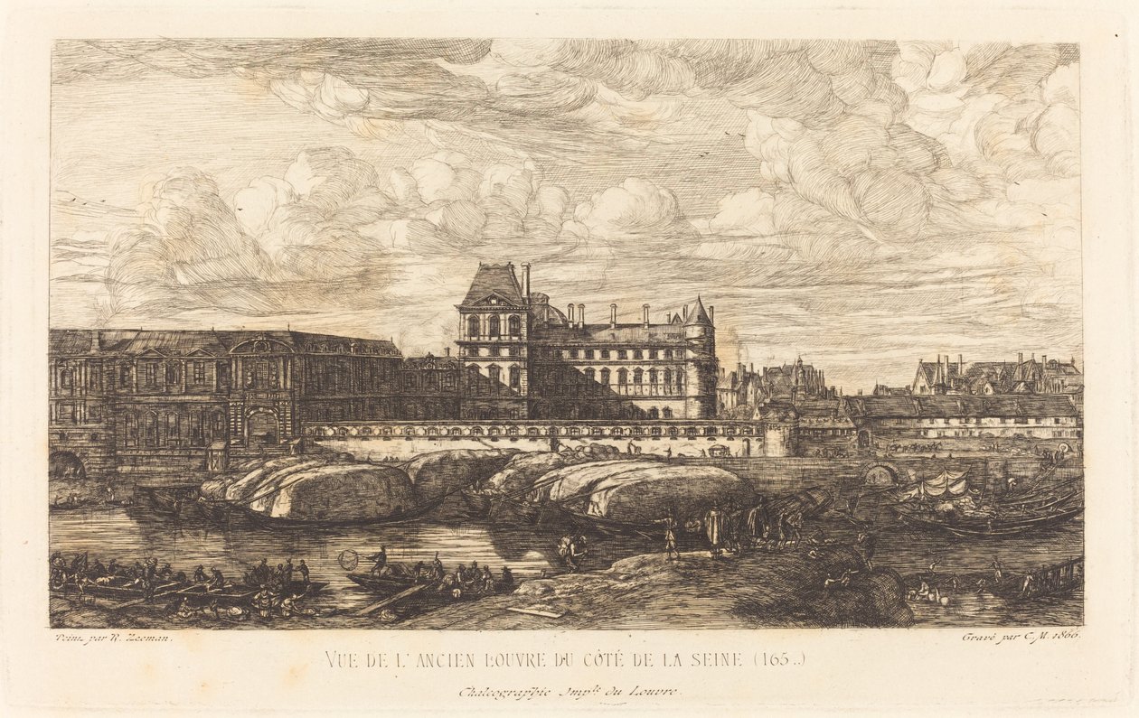Starý Louvre, z obrazu od Zeemana, 1651 od Charles Meryon