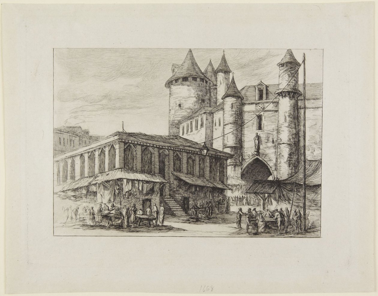 Le Grand Châtelet kolem roku 1780 od Charles Meryon
