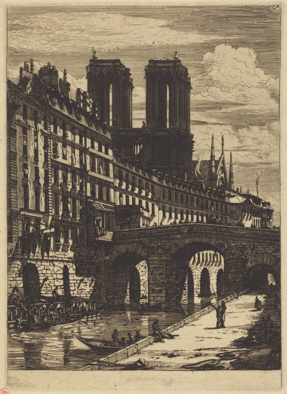 Le Petit Pont, Paříž od Charles Meryon