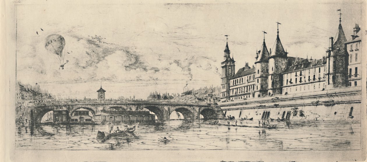 Le Pont-Au-Change 2. stát, 6 18 x 13 116 palců, 1854, 1927 od Charles Meryon
