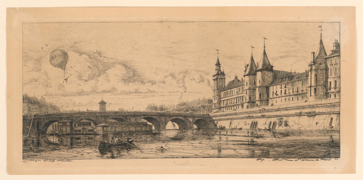 Le Pont-au-Change (výměnný most) od Charles Meryon