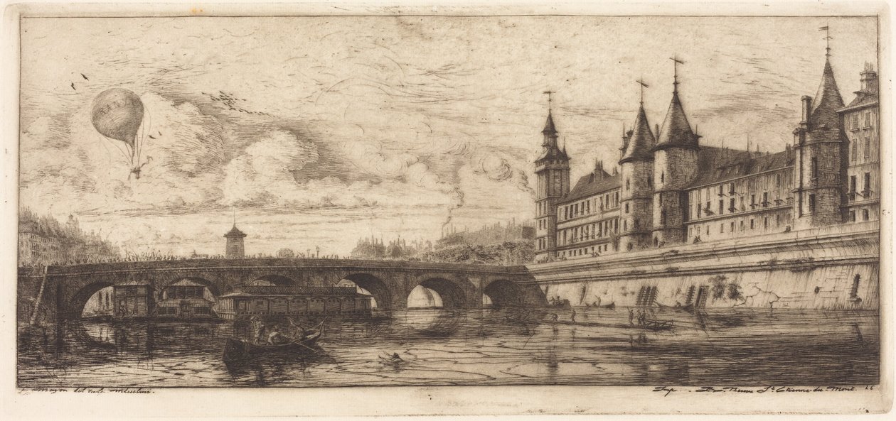 Most Pont-au-Change, Paříž od Charles Meryon