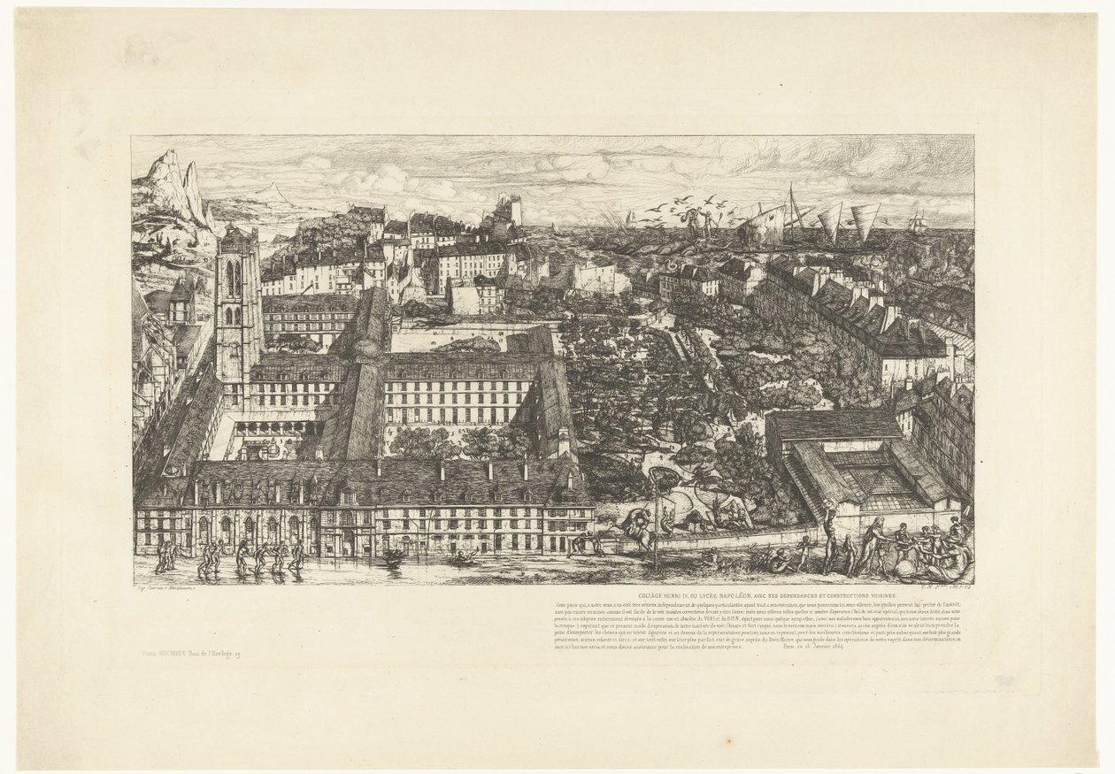 Lyceum Henri IV v Paříži Collège Henri IV nebo Lycée Napoléon (titul na předmětu) od Charles Meryon