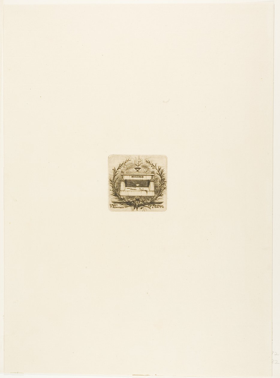 Molièrova hrobka, hřbitov Père-Lachaise, Paříž od Charles Meryon