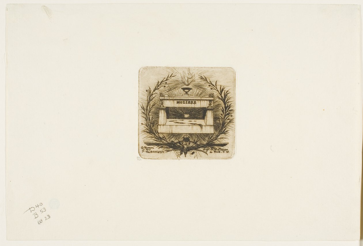 Molièrova hrobka, hřbitov Père-Lachaise, Paříž od Charles Meryon