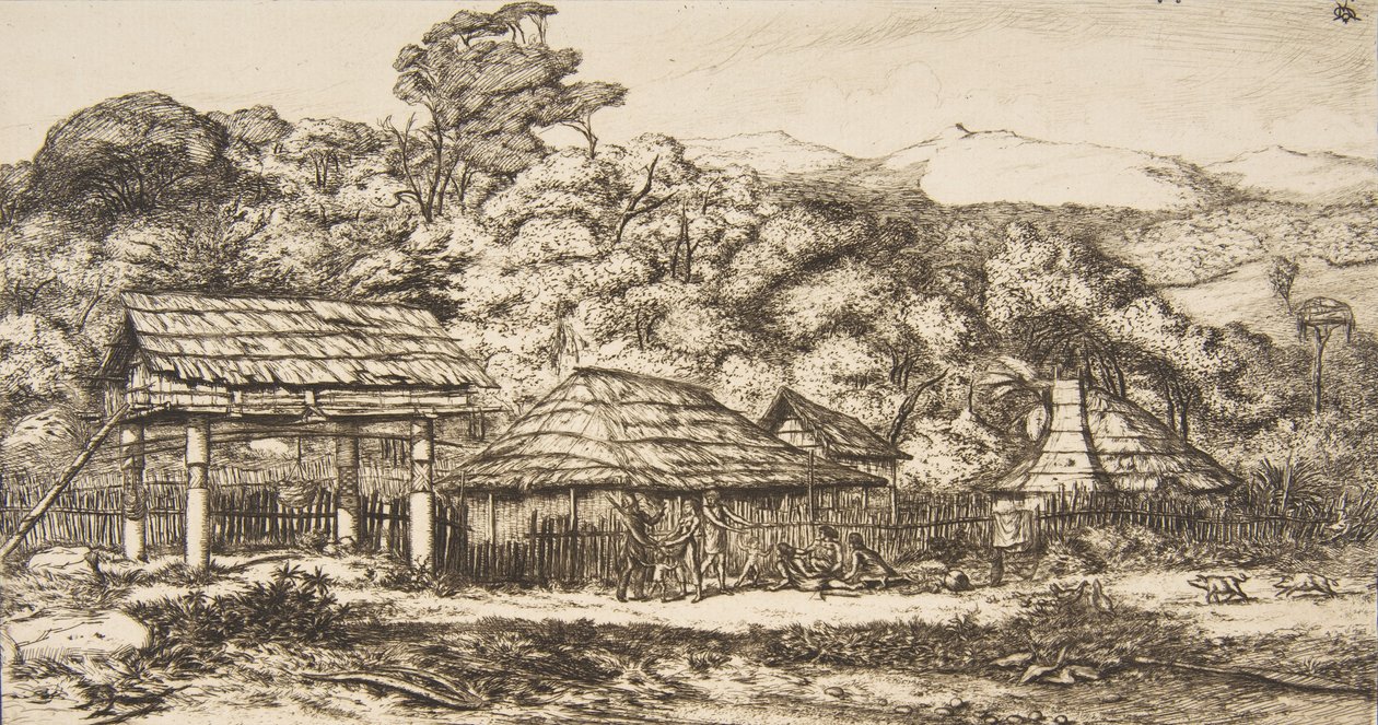 Native Barns and Huts at Akaroa, Banks Peninsula, 1845, 1860. od Charles Meryon