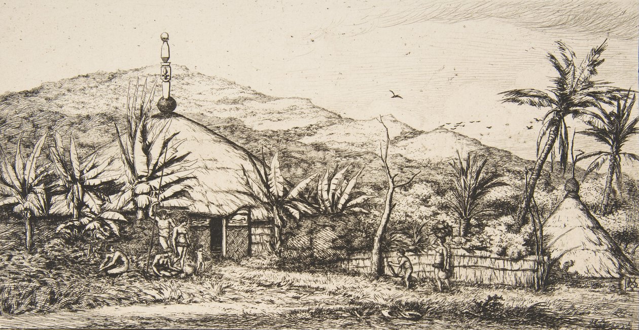 Nová Kaledonie: Velká domorodá chata na cestě z Balade do Puebo, 1845, 1863. od Charles Meryon