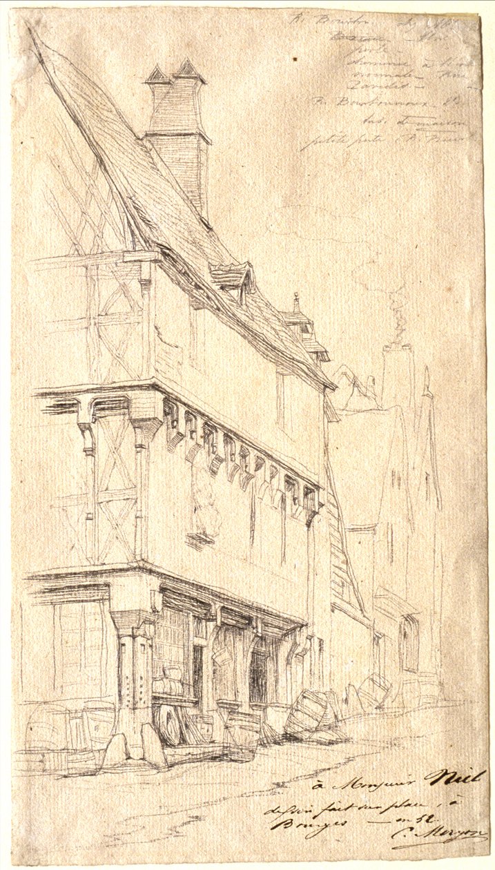 Starý dům v Bourges: „La Maison du Musicien“ od Charles Meryon