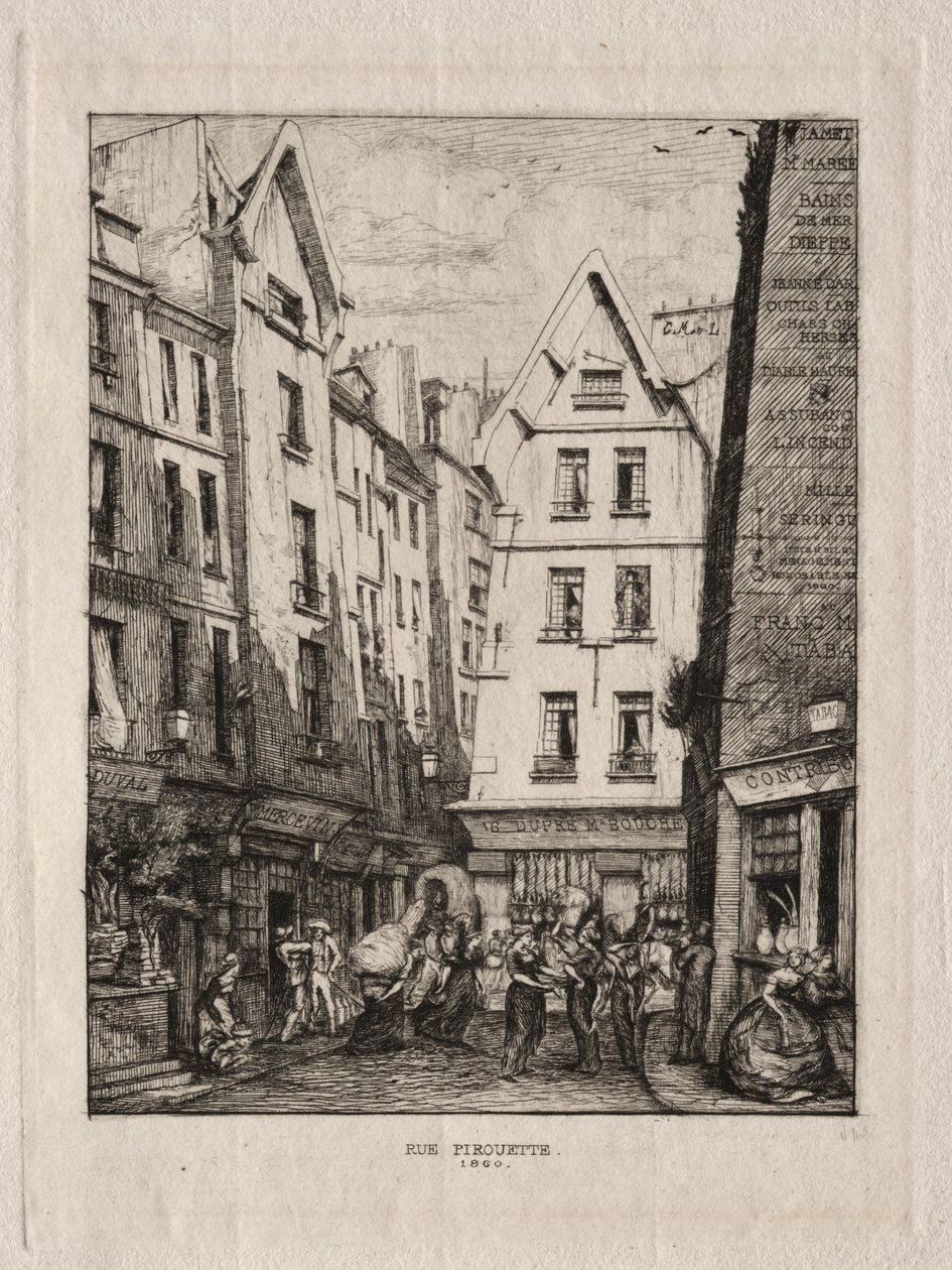 Pirouette Street, v blízkosti Markets, Paříž od Charles Meryon