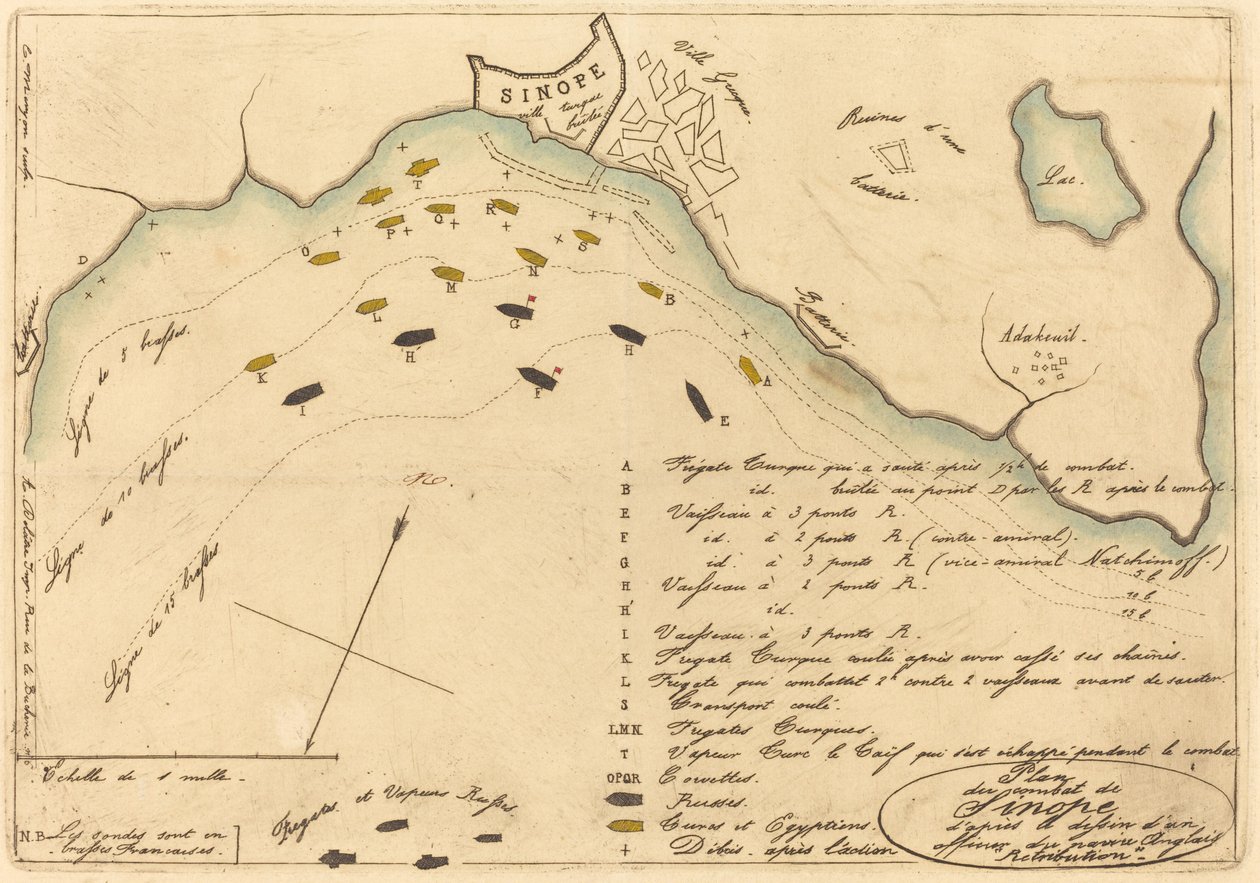 Plan du Combat de Sinope (Plán bitvy u Sinope) od Charles Meryon