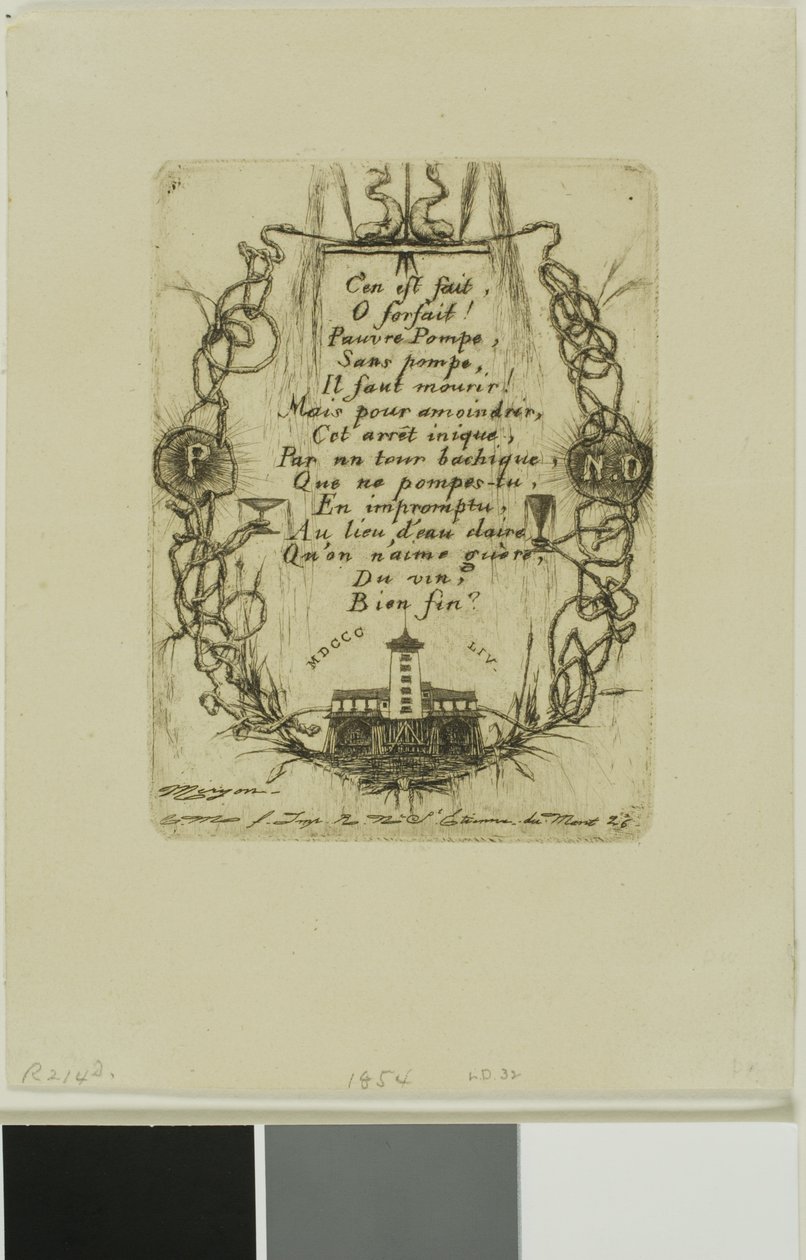 Pompe Notre-Dame, Paříž, malý talířek od Charles Meryon